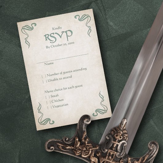 Celtic Viking Fantasy Wedding RSVP Kaartje