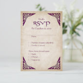 Celtic Viking Fantasy Wedding RSVP Kaartje (Staand voorkant)