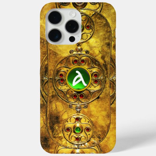 CELTIC WARRIOR SHIELD EMERALD RUBY GEM MONOGRAM Case-Mate iPhone CASE (Achterkant)