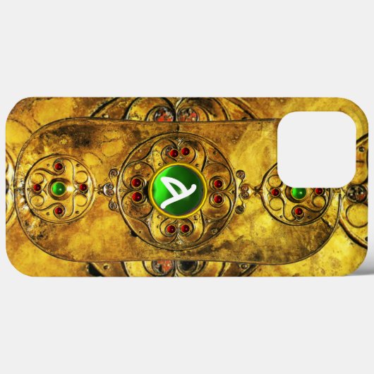 CELTIC WARRIOR SHIELD EMERALD RUBY GEM MONOGRAM Case-Mate iPhone CASE (Achterkant (horizontaal))