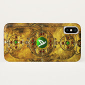 CELTIC WARRIOR SHIELD EMERALD RUBY GEM MONOGRAM Case-Mate iPhone CASE (Achterkant (horizontaal))