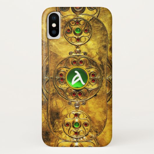 CELTIC WARRIOR SHIELD EMERALD RUBY GEM MONOGRAM Case-Mate iPhone CASE (Achterkant)