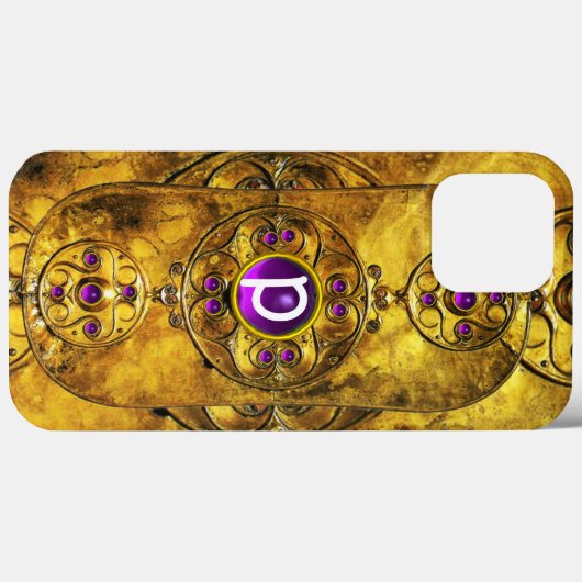 CELTIC WARRIOR SHIELD PAARS AMETHYST GEM MONOGRAM Case-Mate iPhone CASE (Achterkant (horizontaal))