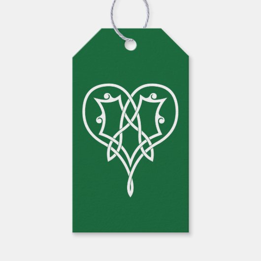 Celtic Weave Harten in Groene Cadeaubijsluiter Cadeaulabel (Voorkant)