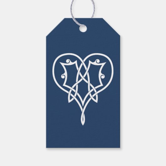 Celtic Weave Harten in Navy Gift Tag Cadeaulabel (Voorkant)