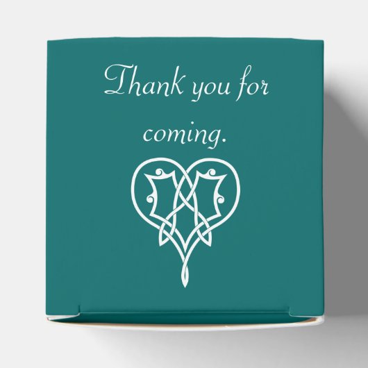 Celtic Weave Harten in Teal Favor Box Bedankdoosjes (Bovenkant)