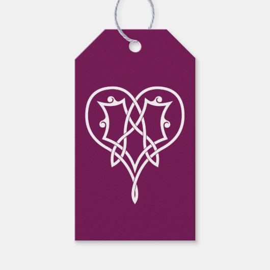 Celtic Weave Harten in Wijn Gift Tag Cadeaulabel (Voorkant)