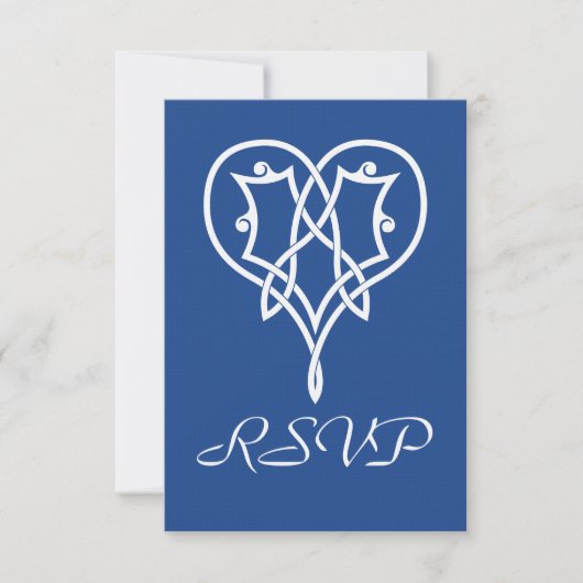 Celtic Weave Hartjes in Blau RSVP Kaart (Voorkant)