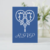 Celtic Weave Hartjes in Blau RSVP Kaart (Staand voorkant)