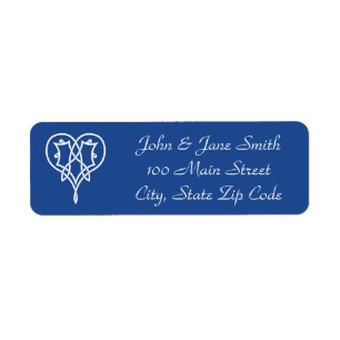 Celtic Weave Hartjes in Blauwe Retouradreslabel Etiket