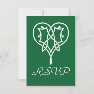 Celtic Weave Hartjes in Groen RSVP Kaart