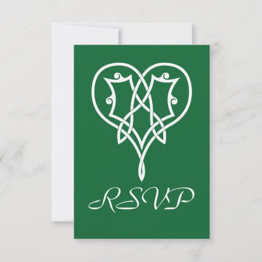 Celtic Weave Hartjes in Groen RSVP Kaart (Voorkant)