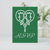 Celtic Weave Hartjes in Groen RSVP Kaart (Staand voorkant)