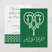 Celtic Weave Hartjes in Groen RSVP Kaart (Voorkant / Achterkant)