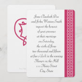 Celtic Weave Heart in Raspberry Wedding Invitation Kaart (Voorkant / Achterkant)