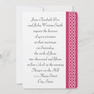 Celtic Weave Heart in Raspberry Wedding Invitation Kaart