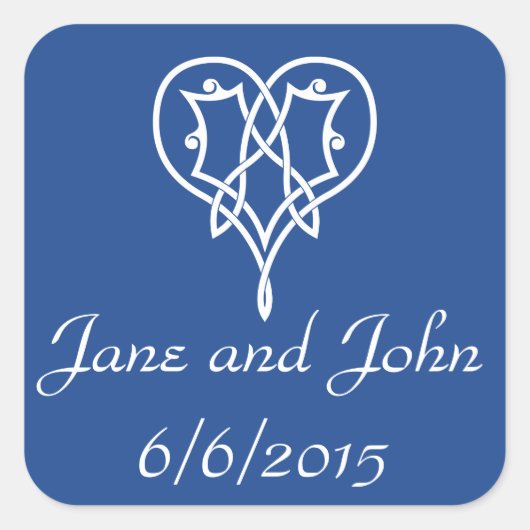 Celtic Weave Hearts in Blauwe Sticker (Voorkant)