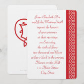 Celtic Weave Hearts in Cherry Wedding Invitation Kaart (Voorkant / Achterkant)