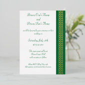 Celtic Weave Hearts in Green Folie Invitation Folie Uitnodiging (Staand Voorkant)