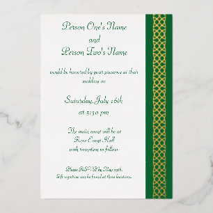 Celtic Weave Hearts in Green Folie Invitation Uitnodiging
