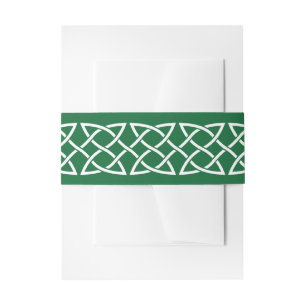 Celtic Weave Hearts in Green Invitation Belly Band Uitnodigingen Wikkel
