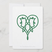 Celtic Weave Hearts in Green Wedding Invitation Kaart (Achterkant)