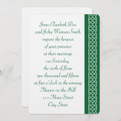 Celtic Weave Hearts in Green Wedding Invitation Kaart (Voorkant / Achterkant)