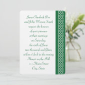 Celtic Weave Hearts in Green Wedding Invitation Kaart (Staand voorkant)