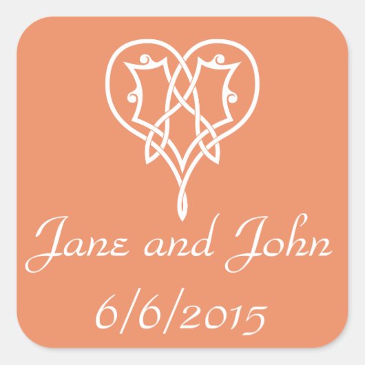 Celtic Weave Hearts in Koraal Sticker (Voorkant)