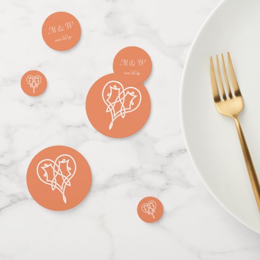 Celtic Weave Hearts in Koraal Tafel Confetti (Groep)