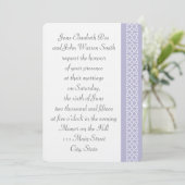 Celtic Weave Hearts in Lavender Wedding Invitation Kaart (Staand voorkant)