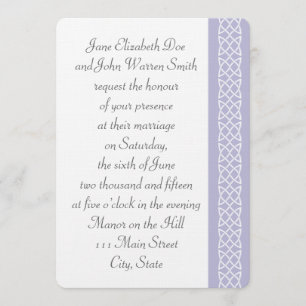 Celtic Weave Hearts in Lavender Wedding Invitation Kaart