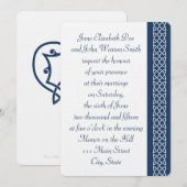 Celtic Weave Hearts in Navy Wedding Invitation Kaart (Voorkant / Achterkant)
