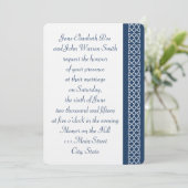 Celtic Weave Hearts in Navy Wedding Invitation Kaart (Staand voorkant)