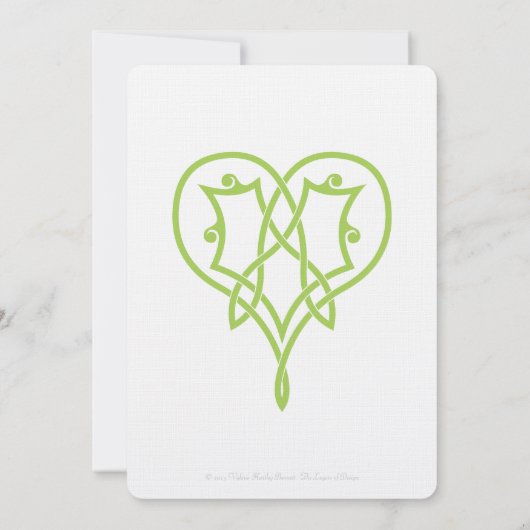 Celtic Weave Hearts in Peridot bruiloft uitnodigin Kaart (Achterkant)