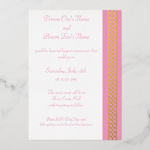 Celtic Weave Hearts in Petal Pink Folie Invitation Folie Uitnodiging