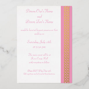 Celtic Weave Hearts in Petal Pink Folie Invitation Uitnodiging