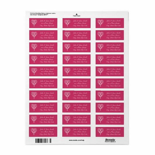 Celtic Weave Hearts in Raspberry Address Label (Full Sheet)