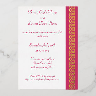 Celtic Weave Hearts in Raspberry Folie Invitation Uitnodiging