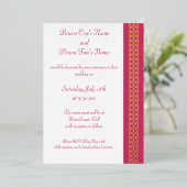Celtic Weave Hearts in Raspberry Folie Invitation Uitnodiging (Staand Voorkant)