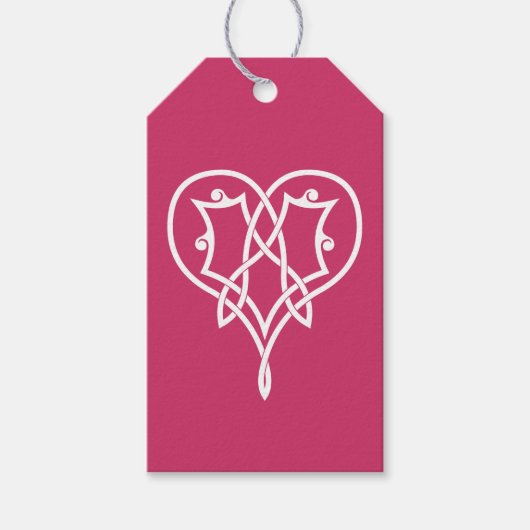 Celtic Weave Hearts in Raspberry Gift Label Cadeaulabel (Voorkant)