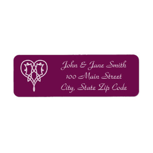 Celtic Weave Hearts in Wine Retouradreslabel Etiket