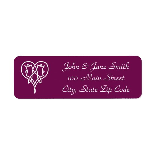 Celtic Weave Hearts in Wine Retouradreslabel Etiket (Voorkant)