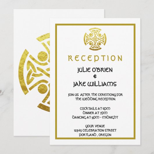 Celtic Wedding Faux Gold Celtic Knot Cross Kaart (Voorkant / Achterkant)