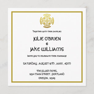 Celtic Wedding Faux Gold Celtic Knot Cross Kaart