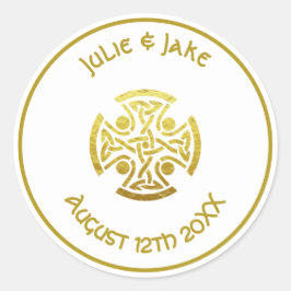 Celtic Wedding Faux Gold Celtic Knot Cross Ronde Sticker