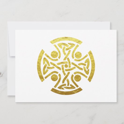 Celtic Wedding Faux Gold Celtic Knot Cross RSVP Kaart (Achterkant)