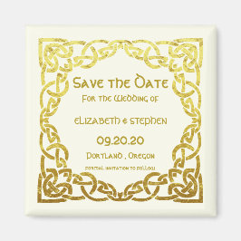Celtic Wedding Faux Gold Celtic Knot Save the date Magneet
