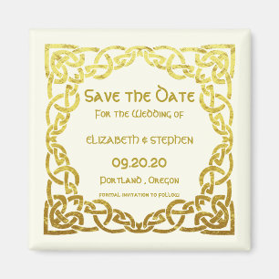 Celtic Wedding Faux Gold Celtic Knot Save the date Magneet