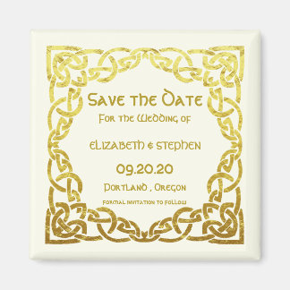 Celtic Wedding Faux Gold Celtic Knot Save the date Magneet